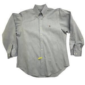 Ralph Lauren‎ Shirt Mens 16 Blue 32 33 Flesh Pony Button Down Long Sleeve Solid